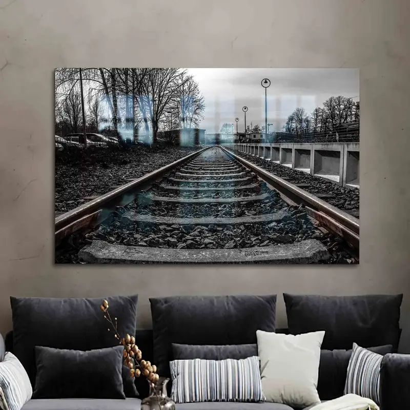 Nostalgisches Eisenbahn-bedrucktes Glas: Elegantes Eisenbahn-Landschaftsdesign