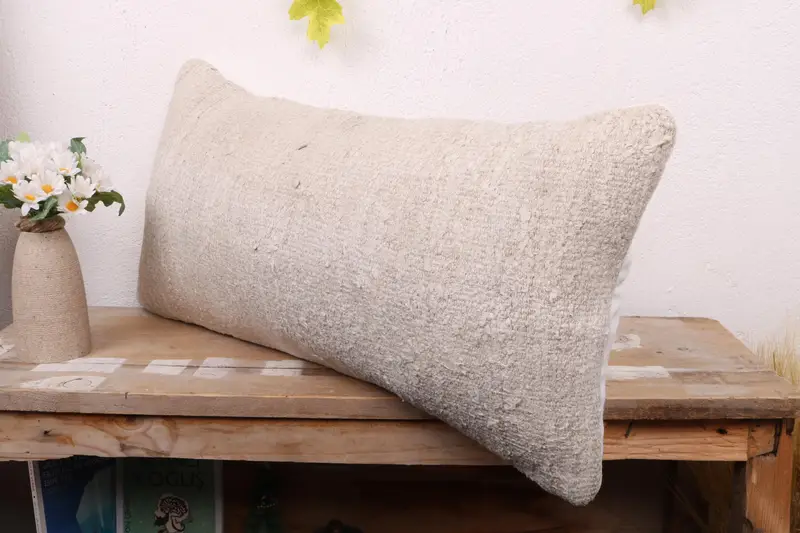 Cushion, Outdoor Patio Cushion, Bright Cushion, 12x24 Beige Cushion Cover, Vintage Kilim Pillow, Kilim Pillow, Bench Cushion, Turkish Pillow - 4