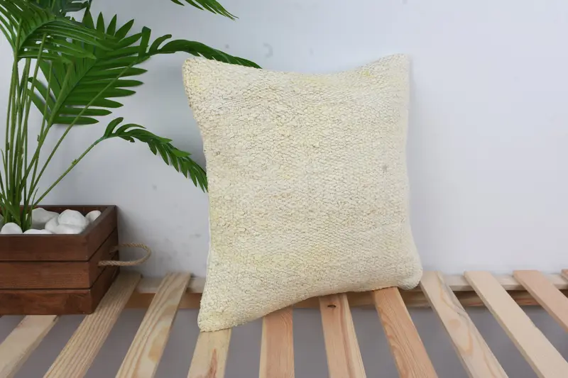 Turkish Pillow, Vintage Kilim Pillow, Designer Throw Pillow, Throw Kilim Pillow, 16x16 White Cushion Cover, Cushion Cover, Hippie Throw Pillow - 4