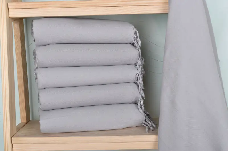 Personalized Gray Linen Towel Handmade Gift, 40x63 Inches