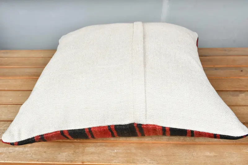 Turkish Pillow, Gift Pillow, Sustainable Pillow Cover, Indoor Pillow, Ethnical Kilim Rug Pillow, 18x18 Red Cushion Case, Cushion Cover - 5