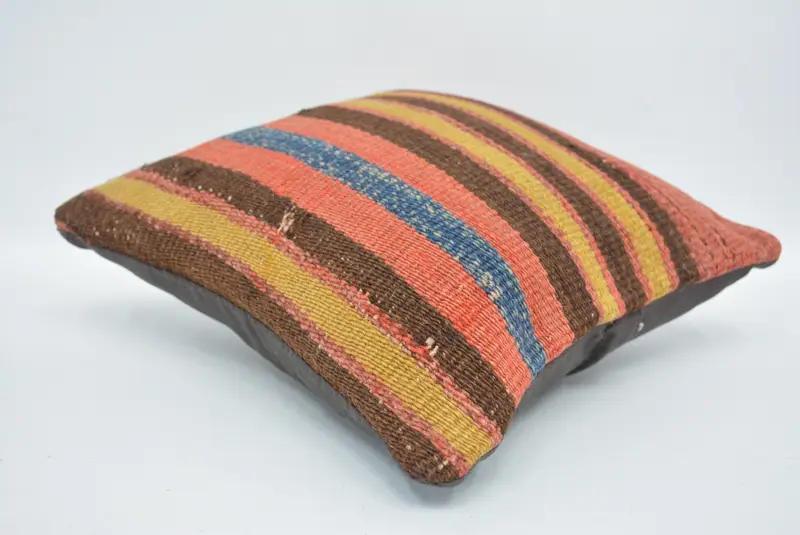 Red & Brown Embroidered Throw Pillow, 12x12 Inch Square Pillow - 6