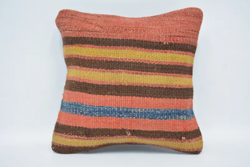 Red & Brown Embroidered Throw Pillow, 12x12 Inch Square Pillow - 1