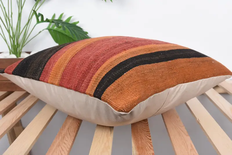 Handwoven Pillow Cover Cushion Case, Cushion, Ethnic Throw Cushion Case, Kilim Pillow, Boho Pillow, 20x20 Red Cushion Cover, Home Decor Pillow - 6