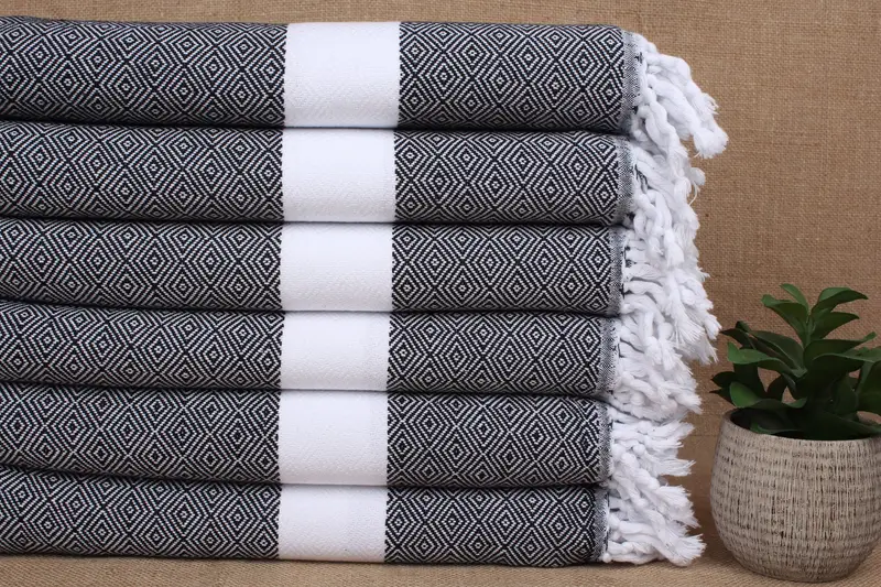 Turkish Bath Towel Organic Cotton Black, 40x71 Inches