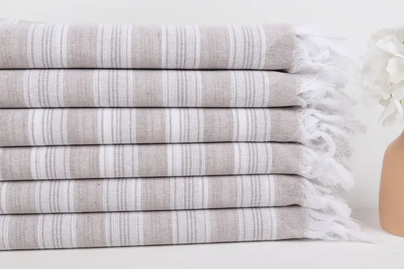 Xmas Gifts, Scarf Towel, Bachelorette Gifts, Custom Gift, Large Turkish Towel, Handwoven Turkish Towel, 70x40 Cotton Striped Towel, Travel Towel - 3