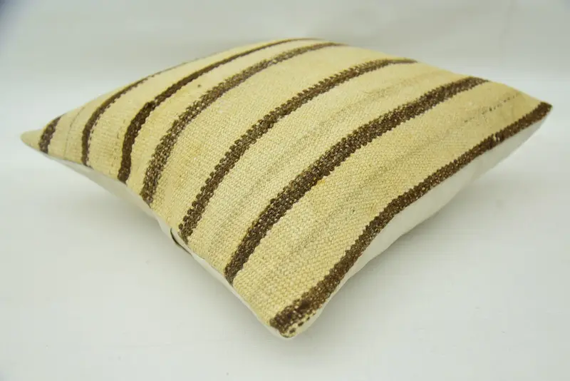Retro Pillow Cover, Authentic Pillow Cover, 16x16 Beige Cushion Cover, Cushion Cover, Turkish Pillow, Boho Pillow, Throw Kilim Pillow - 6