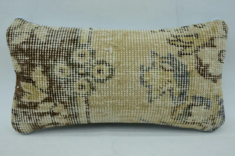 Ethnical Kilim Rug Pillow, Vintage Kilim Pillow, Gift Pillow, Cushion Case, Boho Chic Pillow, Ethnic Pillow Cover Pillow, 8x16 Beige Pillow - 1