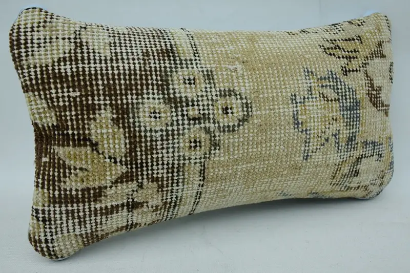 Ethnical Kilim Rug Pillow, Vintage Kilim Pillow, Gift Pillow, Cushion Case, Boho Chic Pillow, Ethnic Pillow Cover Pillow, 8x16 Beige Pillow - 2