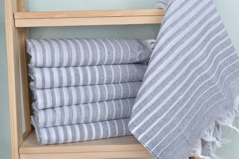 Personalized Beach Towel White-Navy Blue Cotton, 40x69 Inches