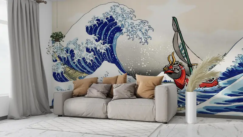 The Legend of Zelda Windwaker The Great Wave off Kanagawa Wall Decals, The Legend of Zelda Wallpaper, Windwaker Paper Art, Paper Wall Art, - 6