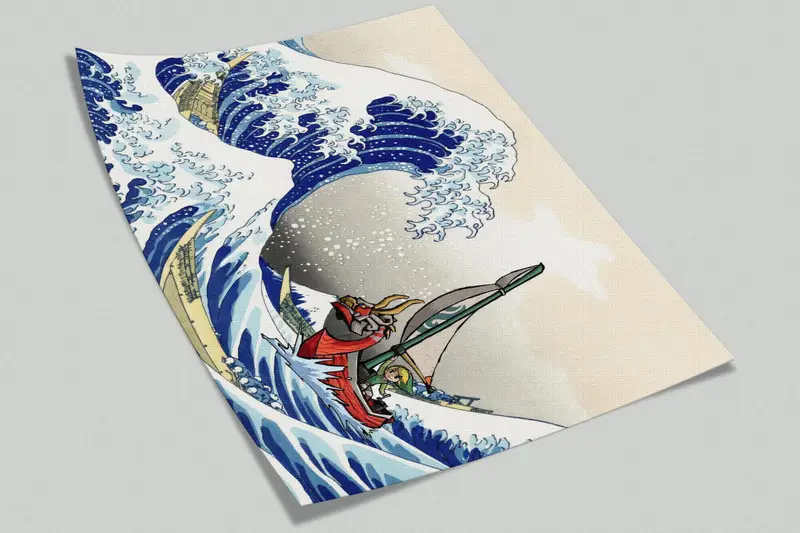 The Legend of Zelda Windwaker The Great Wave off Kanagawa Wall Decals, The Legend of Zelda Wallpaper, Windwaker Paper Art, Paper Wall Art, - 8