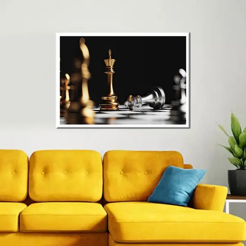 Elegant Printed Glass: Chess Pieces Pawn Theme for Modern Decor