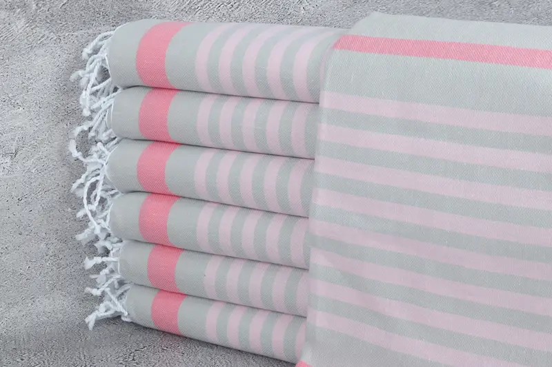 Fuchsia-Pink Cotton Towel Turkish, 40x71 Inches, Beige Secondary