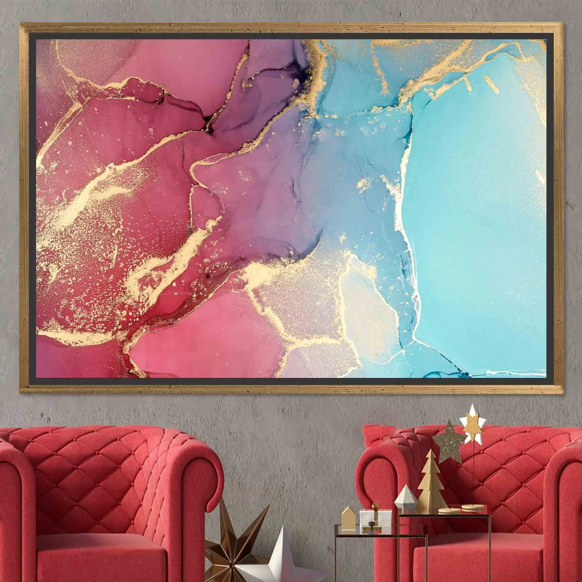Elegant Printed Canvas: Pink Marble, Blue Marble, Gold Marble - 1
