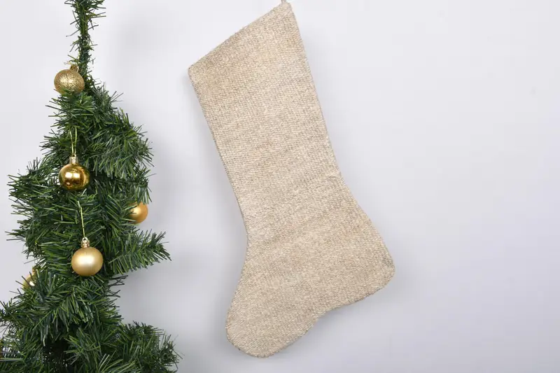 Festive Christmas Ornaments Pattern, 7 Inch Wide Christmas Stocking