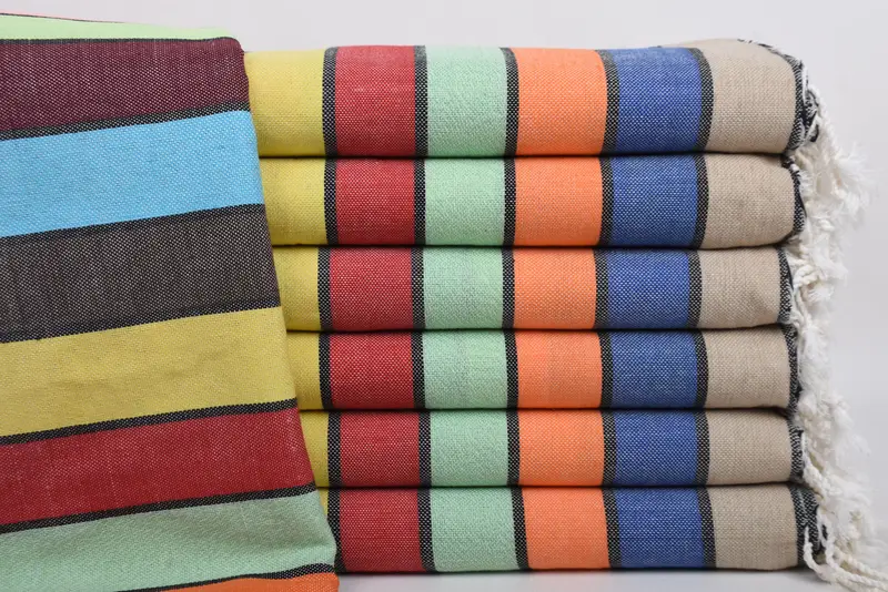 Gift For Her Organic Multi-Color Cotton Rainbow Towel, 40x71 Inches