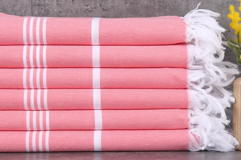 Turkish Beach Towel Monogrammed Turkish Cotton Pink Stripes, 40x71 Inches