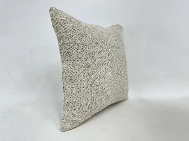 Turkish Pillow, Interior Designer Pillow, Cushion, Bolster Cushion Case, Vintage Pillow Sham, Ethnical Kilim Rug Pillow, 16x16 Beige Pillow Sham - 3