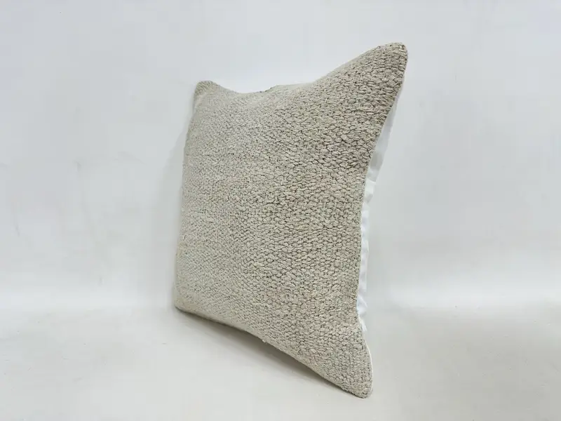 Turkish Pillow, Interior Designer Pillow, Cushion, Bolster Cushion Case, Vintage Pillow Sham, Ethnical Kilim Rug Pillow, 16x16 Beige Pillow Sham - 4