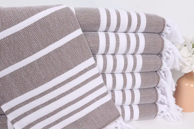 Zig zag Tea Towel Brown Cotton, 20x40 Inches, Custom Hand Towel