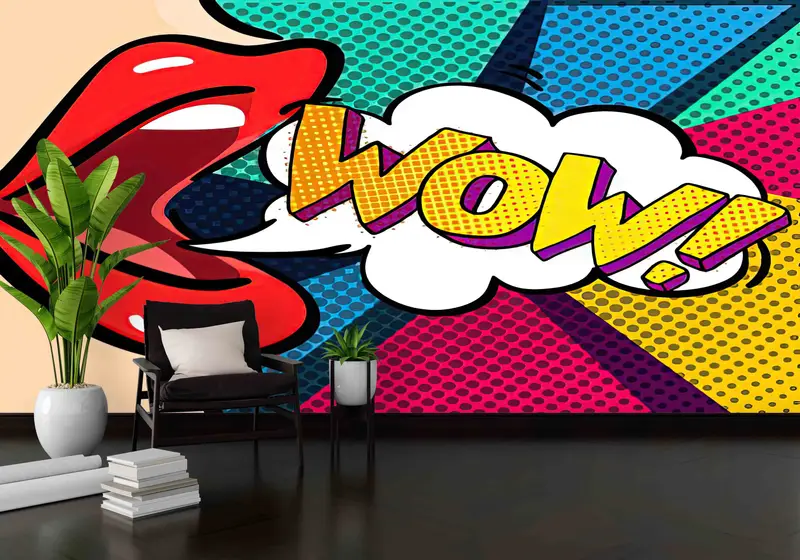 Çağdaş Baskılı Duvar Kağıdı: Trendy Woman WOW Soyut Sanat