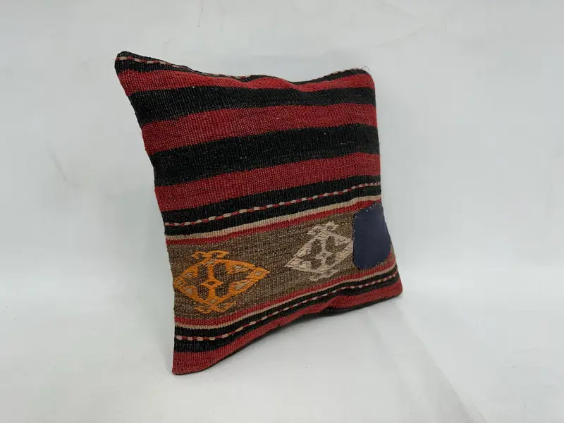 Colorful Pillow Case, Boho Chic Pillow, Pillow Sham, Kilim Pillow Cover, Seat Pillow Case, Turkish Kilim Pillow, Boho Pillow, 18x18 Red Pillow - 3