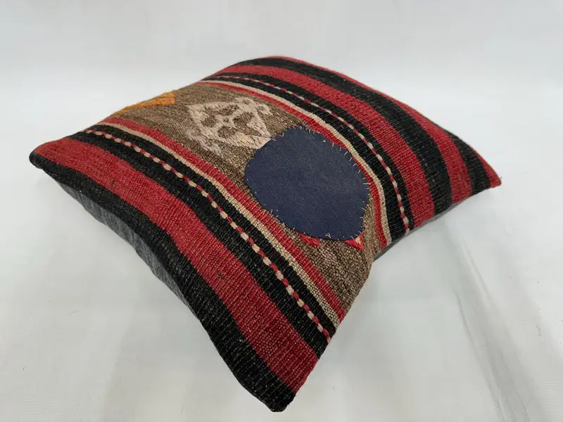 Colorful Pillow Case, Boho Chic Pillow, Pillow Sham, Kilim Pillow Cover, Seat Pillow Case, Turkish Kilim Pillow, Boho Pillow, 18x18 Red Pillow - 6
