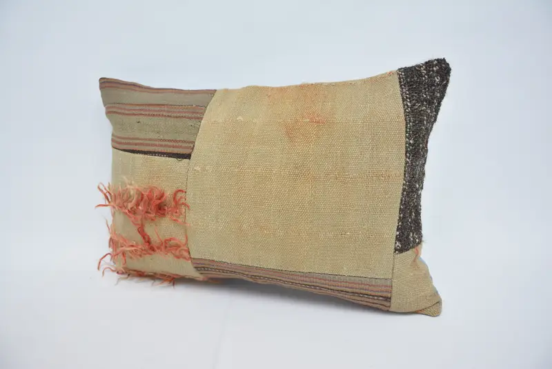 Authentic Pillow Cover, Outdoor Pillow, Handmade Kilim Cushion, 16x24 Beige Cushion Case, Cushion, Boho Pillow, Kilim Cushion Sham - 4