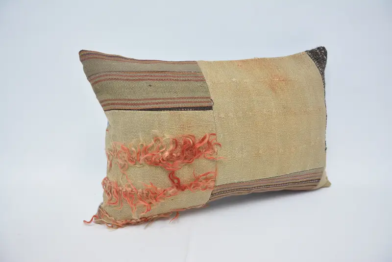 Authentic Pillow Cover, Outdoor Pillow, Handmade Kilim Cushion, 16x24 Beige Cushion Case, Cushion, Boho Pillow, Kilim Cushion Sham - 3