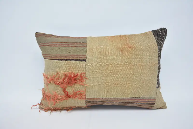 Authentic Pillow Cover, Outdoor Pillow, Handmade Kilim Cushion, 16x24 Beige Cushion Case, Cushion, Boho Pillow, Kilim Cushion Sham - 1