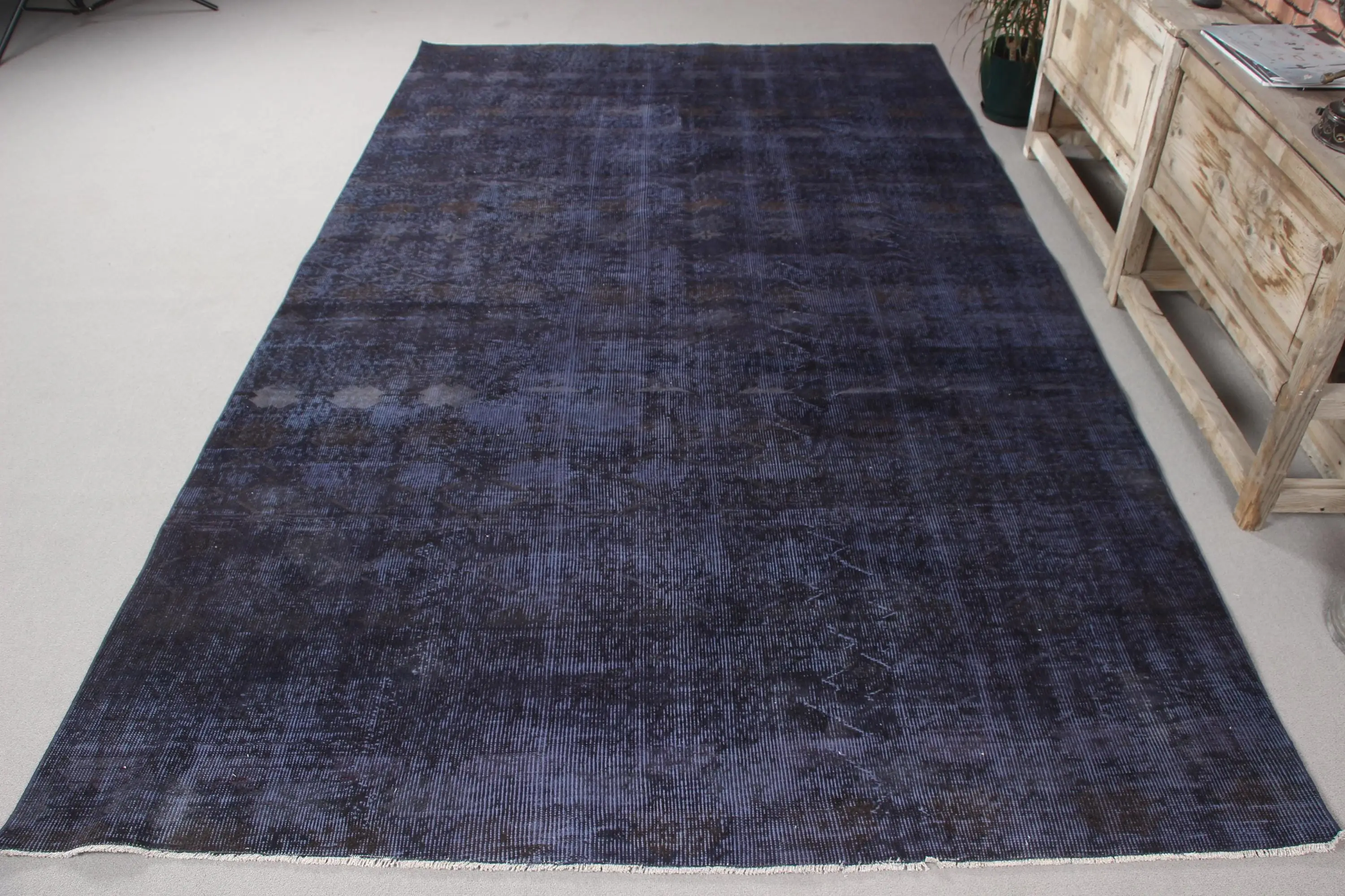 6x10,3 ft türkischer Teppich, großer Vintage Teppich, blauer abstrakter Teppich - 1