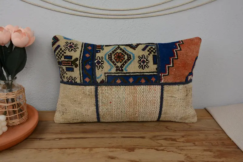 12x20 Beige Cushion Case, Cushion Cover, Throw Kilim Pillow, Luxury Pillow, Armchair Pillow, Pillow for Couch, Boho Pillow Sham Cover - 2