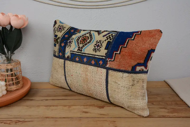 12x20 Beige Cushion Case, Cushion Cover, Throw Kilim Pillow, Luxury Pillow, Armchair Pillow, Pillow for Couch, Boho Pillow Sham Cover - 4