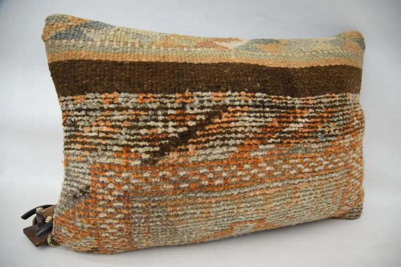 Floor Cushion, Kilim Pillow Cover, Interior Designer Pillow, Throw Kilim Pillow, Pattern Throw Cushion, Cushion, 16x24 Orange Cushion Cover - 2