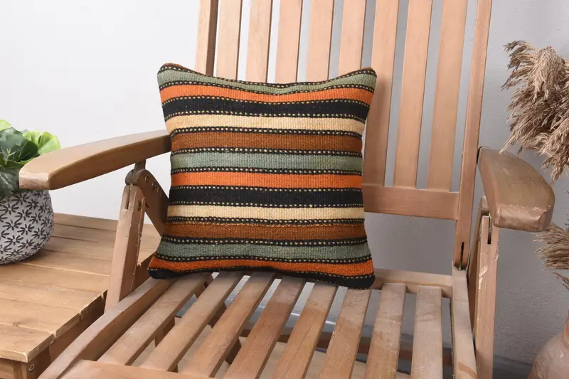 Green Throw Gift Pillowcase, Striped 14x14 inch Gift for Mom Couch Cushion Case - 1