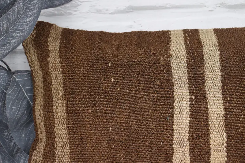 Vintage Pillow, Sustainable Cushion Case, Vintage Kilim Pillow, Pillow Cover, Vintage Kilim Throw Pillow, 10x20 Brown Cushion, Cotton Pillow Cover - 2