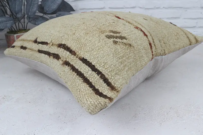 20x20 Beige Pillow Case, Kilim Cushion Sham, Turkish Pillow, Cushion Case, Art Deco Pillow Cover, Bed Pillow Case, Interior Designer Pillow - 7