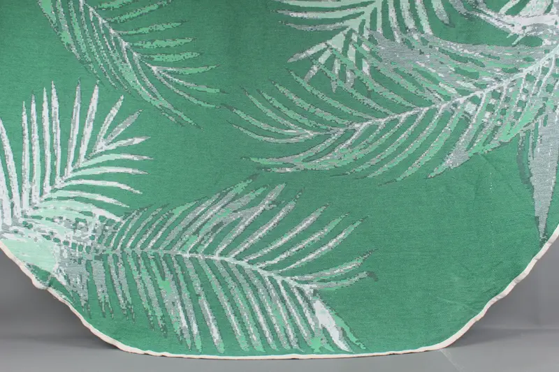 Personalized Green Floral Organic Cotton Round Beach Towel, 83x83 Inches