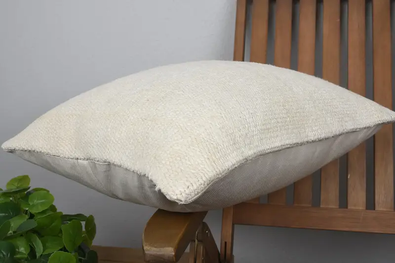 20x20 Beige Pillow, Handmade Kilim Cushion, Sustainable Cushion Case, Garden Pillow Cover, Antique Pillows, Turkish Kilim Pillow, Pillow Cover - 6