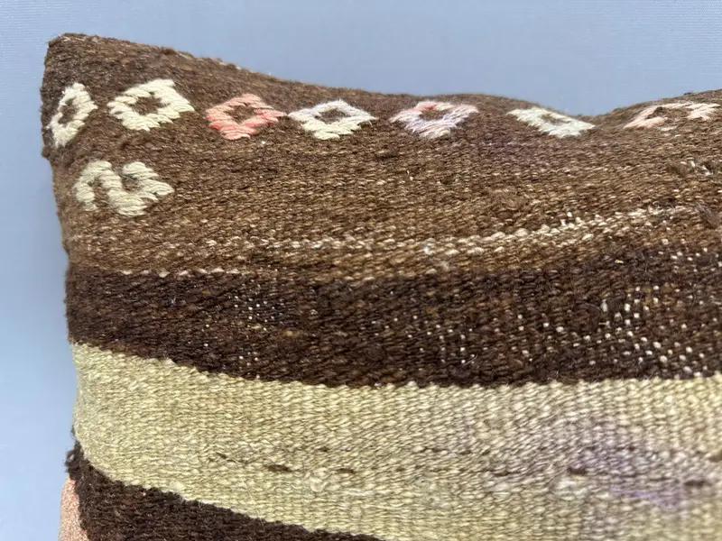Outdoor Bolster Pillow Cover, Turkish Pillow, Christmas Pillow, Pillow, Handmade Kilim Cushion, 12x20 Beige Pillow Sham, Vintage Kilim Throw Pillow - 5
