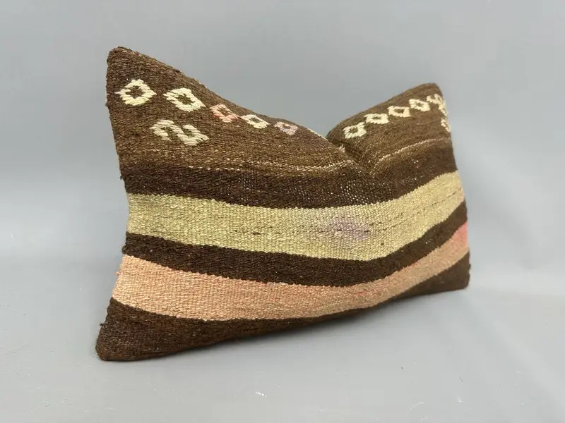 Outdoor Bolster Pillow Cover, Turkish Pillow, Christmas Pillow, Pillow, Handmade Kilim Cushion, 12x20 Beige Pillow Sham, Vintage Kilim Throw Pillow - 2