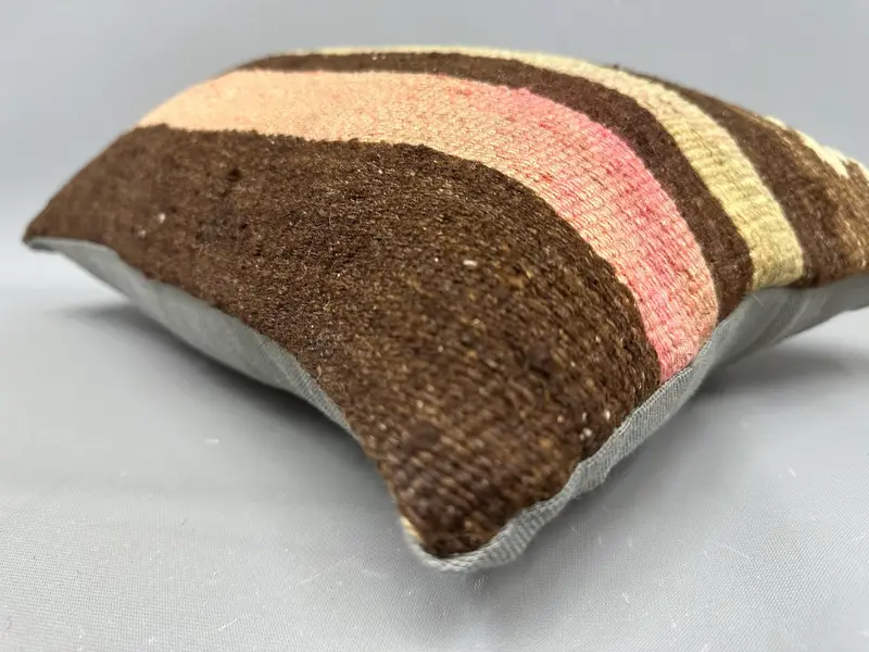 Outdoor Bolster Pillow Cover, Turkish Pillow, Christmas Pillow, Pillow, Handmade Kilim Cushion, 12x20 Beige Pillow Sham, Vintage Kilim Throw Pillow - 6