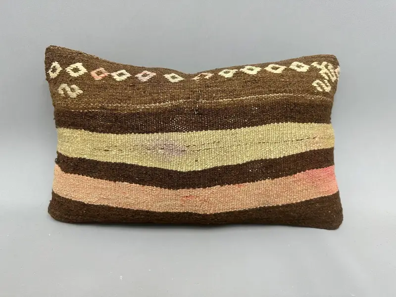 Outdoor Bolster Pillow Cover, Turkish Pillow, Christmas Pillow, Pillow, Handmade Kilim Cushion, 12x20 Beige Pillow Sham, Vintage Kilim Throw Pillow - 4