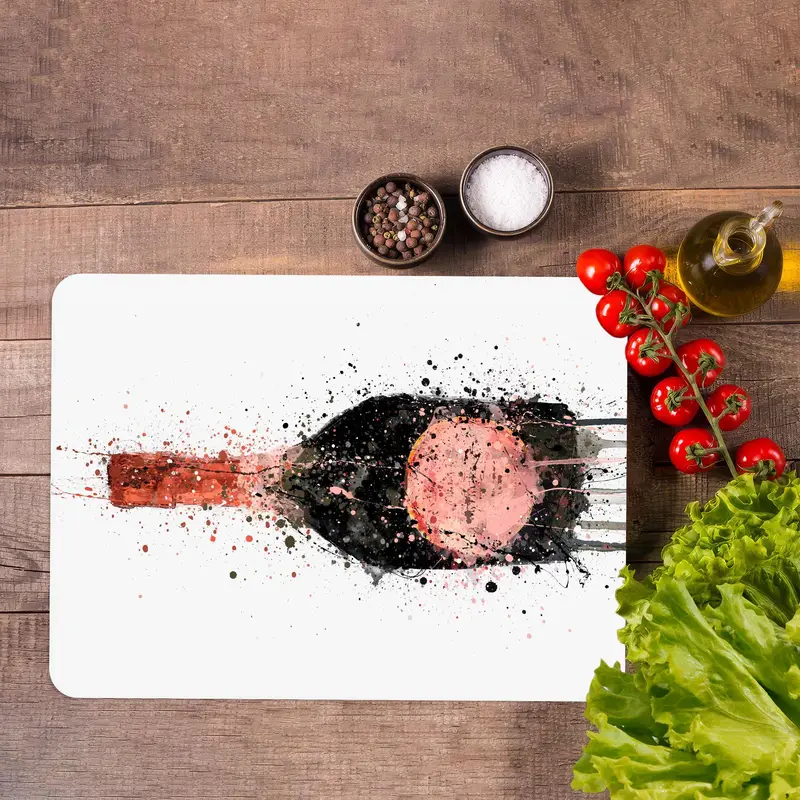 Champagne-Inspired Glass Cutting Board with Watercolor Edges