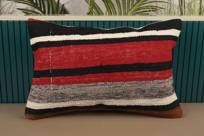 Lounge Turkish Moroccan Cushion, Seasonal Gift 16x24 inch Striped LuxuryWhite Pillow Sham - 1