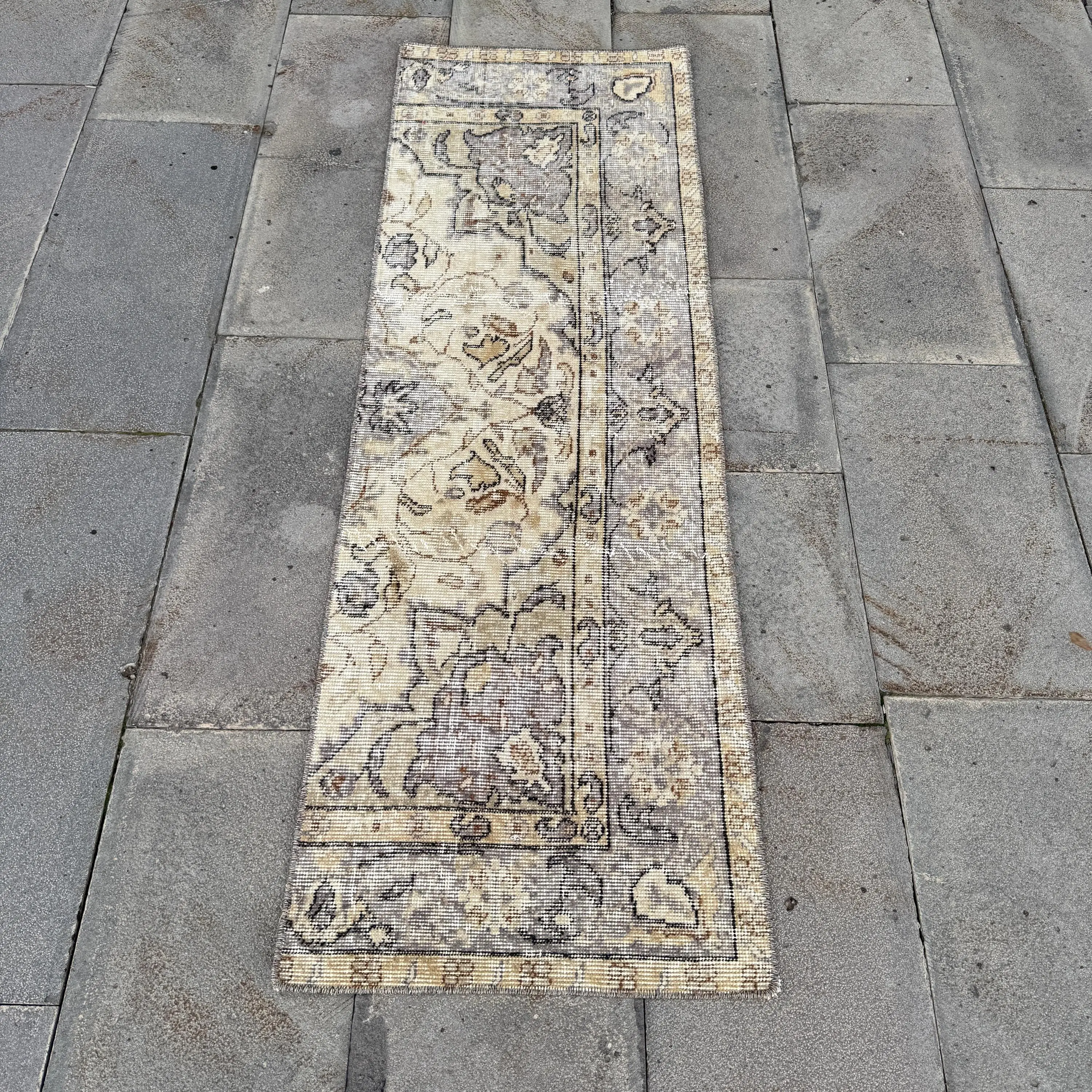 1,7x5,2 ft Vintage Teppich, türkischer Läuferteppich, braungrauer Tarnteppich - 1