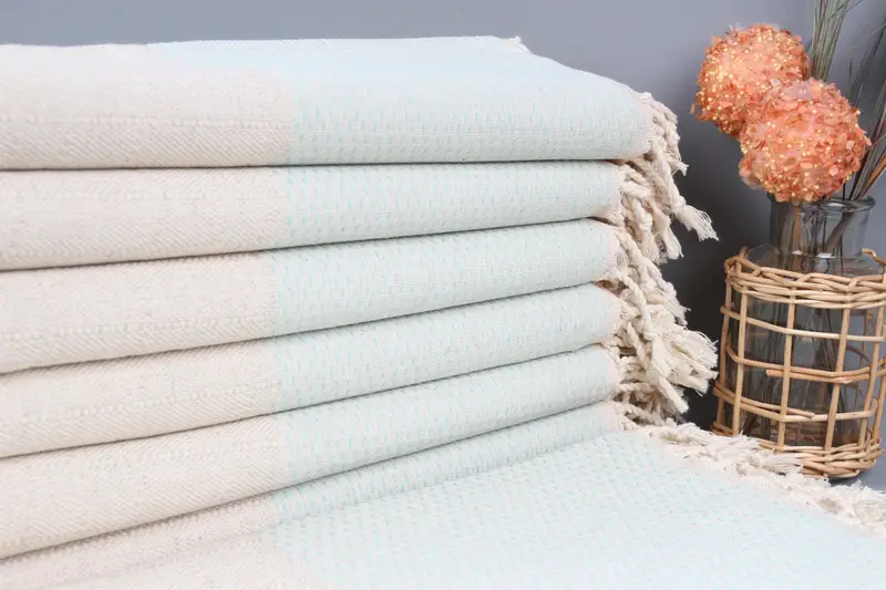 Turkish Bath Towel Organic Cotton Mint Beige, 40x71 Inches