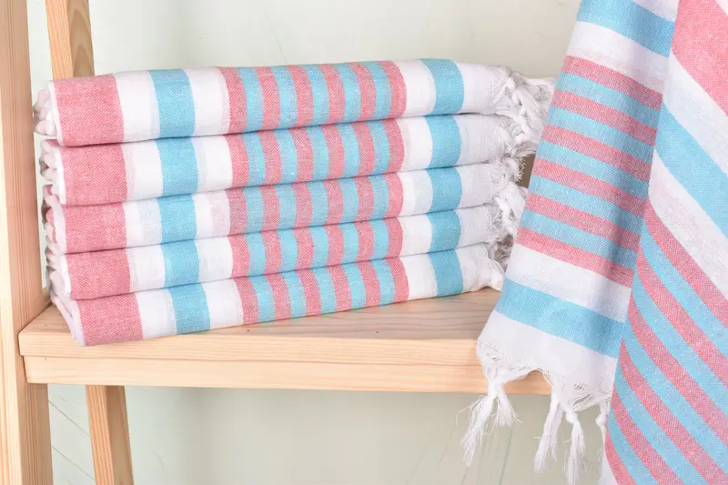 Fouta towel, Beach towel, 68x40 Cotton Striped Towel, Personalized Gift, Valentines Day Gift, Organic cotton peshtemal for spa and beach - 1