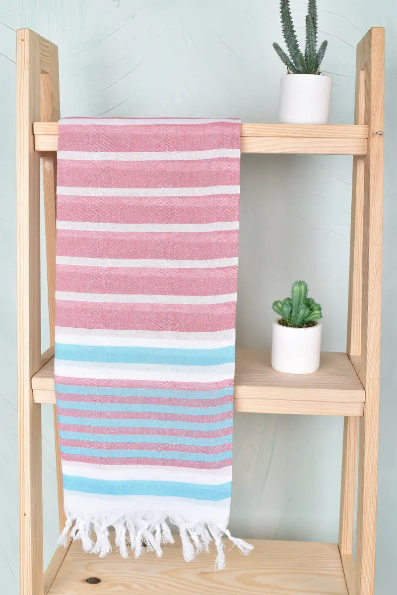 Fouta towel, Beach towel, 68x40 Cotton Striped Towel, Personalized Gift, Valentines Day Gift, Organic cotton peshtemal for spa and beach - 8